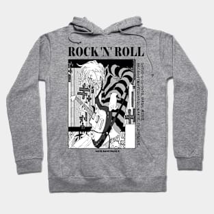 Anime Rock Band Black and White Manga Punk Aesthetic Hoodie